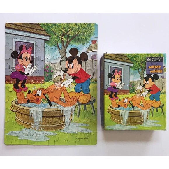 Disney Mickey and Minnie Kids Jigsaw Puzzle COMPLETE Vintage 1990s - Picture 1 of 4